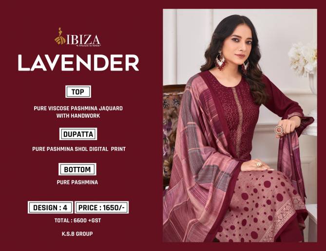 Lavender By Ibiza Viscose Pashmina Dress Material Wholesale Shop In Surat